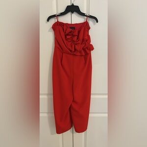 Topshop Orange/Red Strapless Jumpsuit